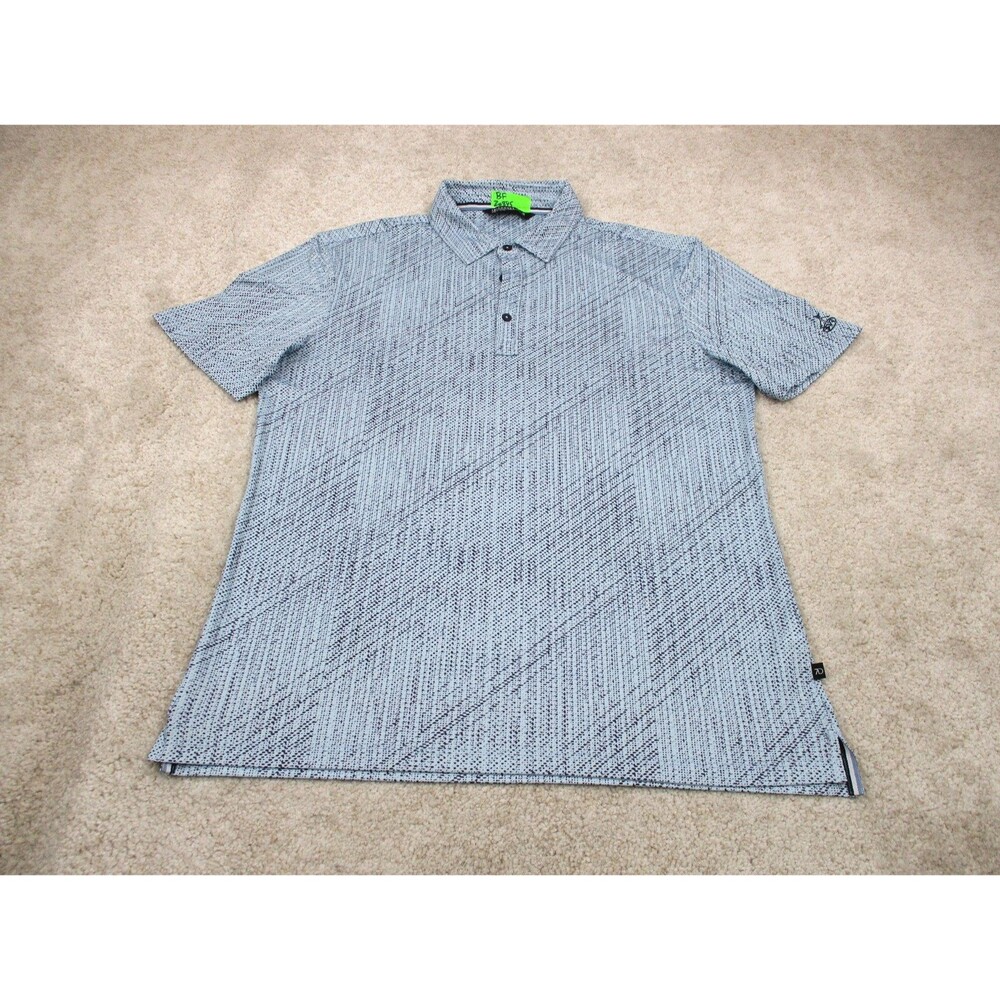 7 Diamonds Polo Shirt Mens Medium M Blue 4 Way Stretch Performance Preppy Golf